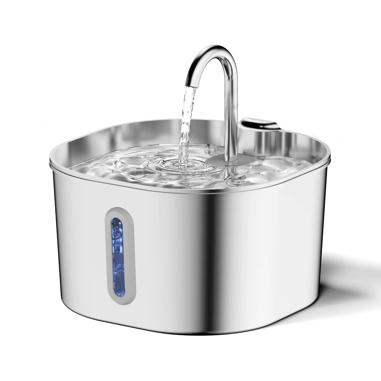 2.2L Automatic Cat Fountain Stainless Steel Pet Water Dispenser Silent Water Pump Circulation Filtering Visual Window