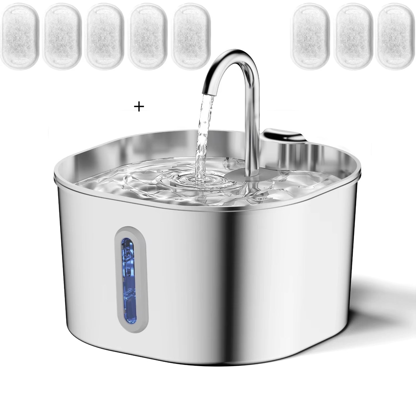 2.2L Stainless Steel Cat Water Fountain Automatic Pet Water Dispenser Accessories Auto Cat Drinking Fountain Dog Drinker Bowl